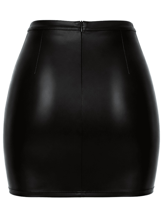 Mini-jupe moulante en Powerwetlook noir