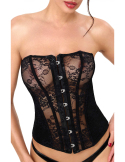Corset sans bretelles en dentelle et powerwetlook