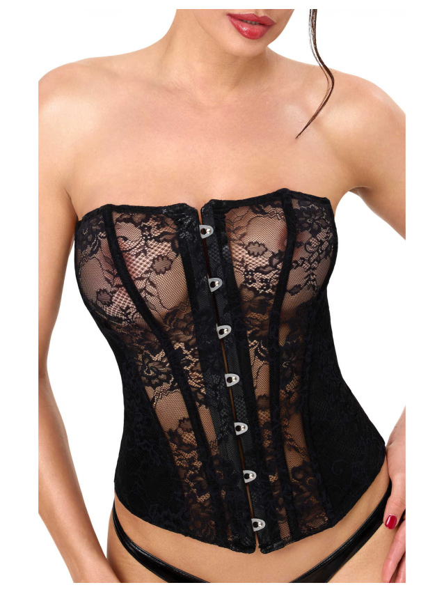 Corset sans bretelles en dentelle et...