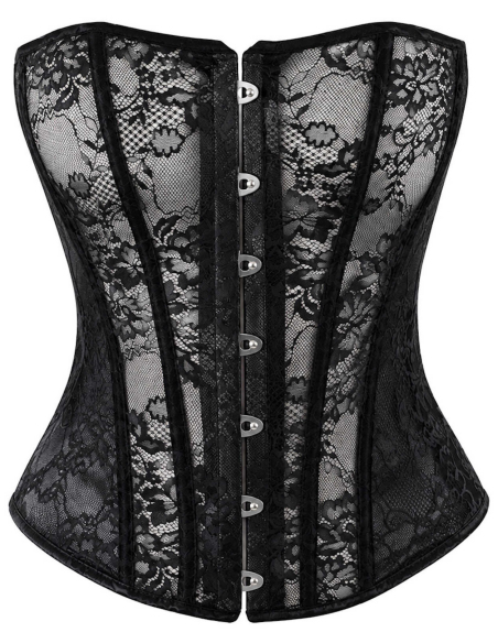Corset sans bretelles en dentelle et powerwetlook