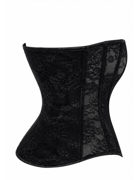 Corset sans bretelles en dentelle et powerwetlook