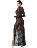 Robe longue en dentelle avec décolleté plongeant