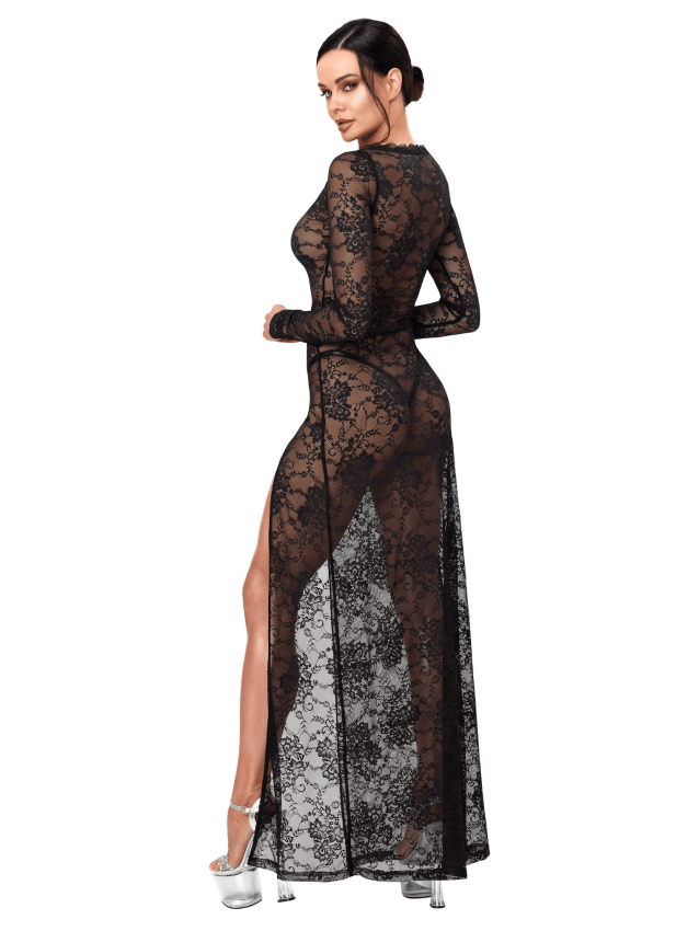 Robe longue en dentelle avec...
