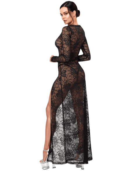 Robe longue en dentelle avec décolleté plongeant