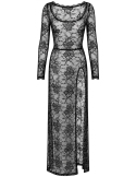 Robe longue en dentelle avec décolleté plongeant