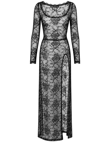 Robe longue en dentelle avec décolleté plongeant