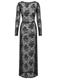 Robe longue en dentelle avec décolleté plongeant