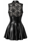 Robe courte évasée à col montant et dentelle