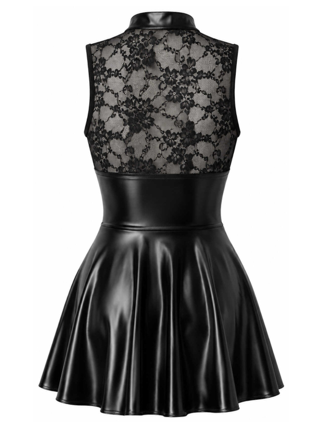 Robe courte évasée à col montant et...