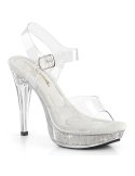 Sandale à talon 12,7 cm avec bride cheville et strass argentés - 35 FR - 5 US, 36 FR - 6 US, 37 FR - 7 US, 38 FR - 8 US, 39 F...