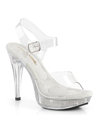 Sandale à talon 12,7 cm avec bride cheville et strass argentés - 35 FR - 5 US, 36 FR - 6 US, 37 FR - 7 US, 38 FR - 8 US, 39 F...