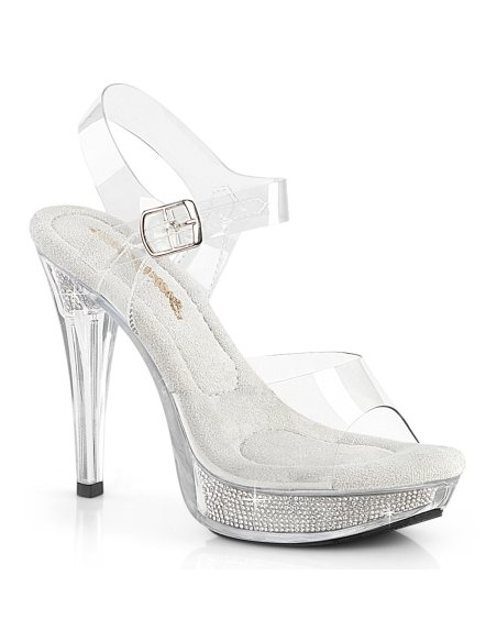 Sandale à talon 12,7 cm avec bride cheville et strass argentés - 35 FR - 5 US, 36 FR - 6 US, 37 FR - 7 US, 38 FR - 8 US, 39 F...