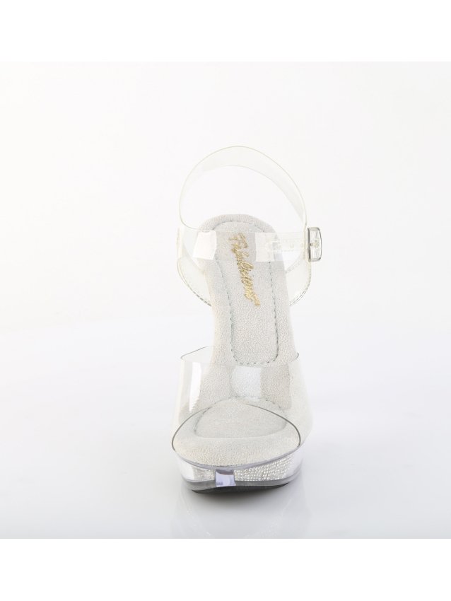 Sandale à talon 12,7 cm avec bride cheville et strass argentés - 35 FR - 5 US, 36 FR - 6 US, 37 FR - 7 US, 38 FR - 8 US, 39 F...