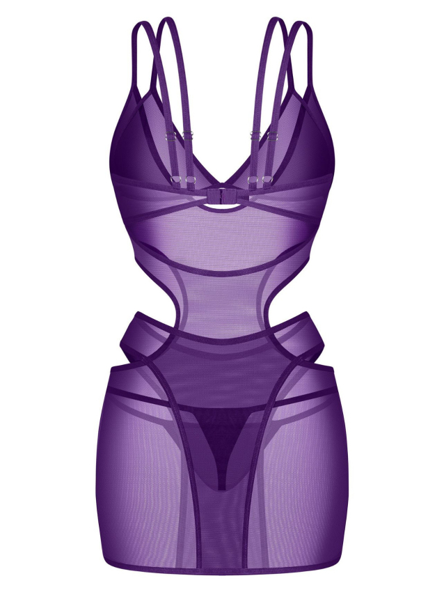Nuisette violette avec string assorti