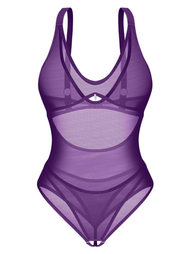 Body ouvert violet à bretelles réglables