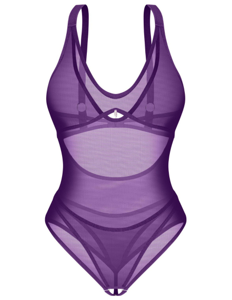 Body ouvert violet à bretelles réglables