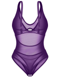 Body ouvert violet à bretelles réglables