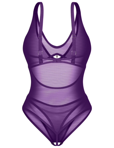 Body ouvert violet à bretelles réglables
