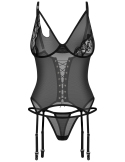 Ensemble corset court et string noir