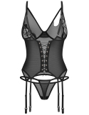 Ensemble corset court et string noir