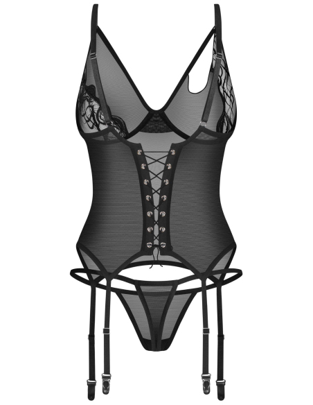 Ensemble corset court et string noir