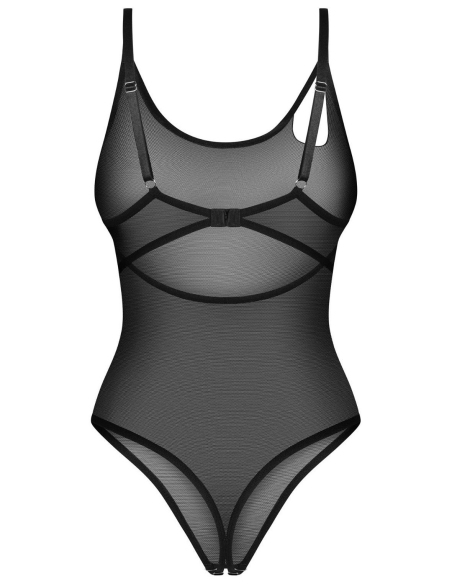 Body ouvert noir transparent à découpes audacieuses