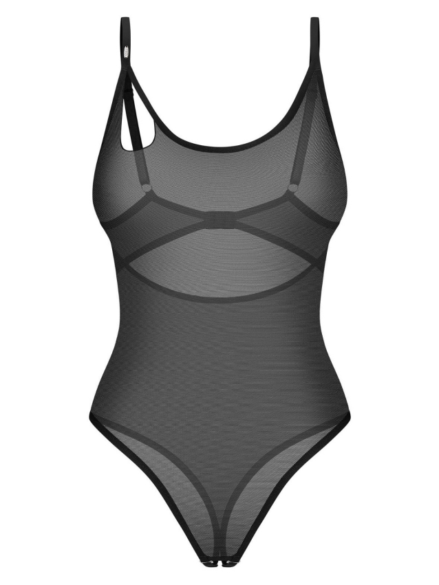 Body ouvert noir transparent à...