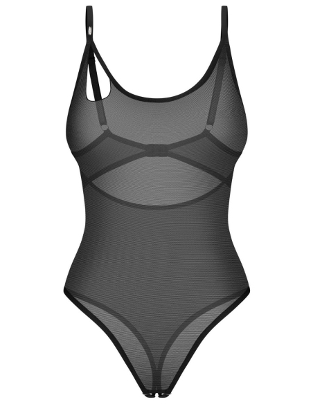 Body ouvert noir transparent à découpes audacieuses