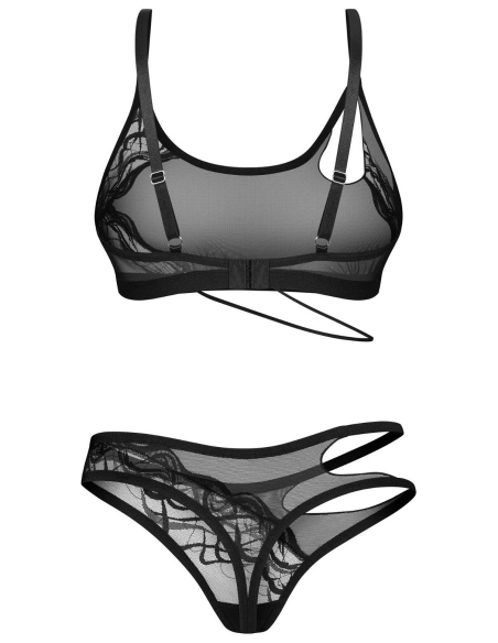 Ensemble lingerie 2 pièces noir asymétrique