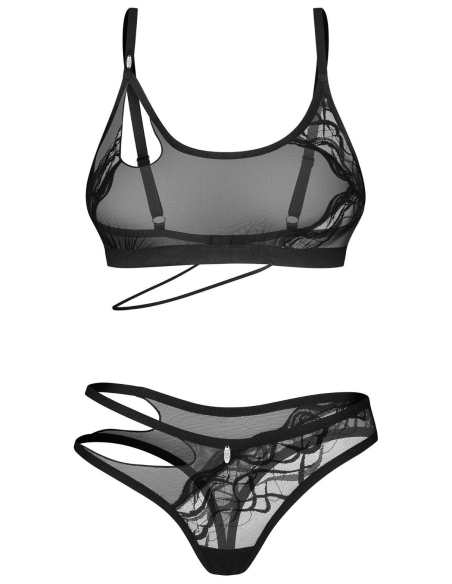 Ensemble lingerie 2 pièces noir asymétrique